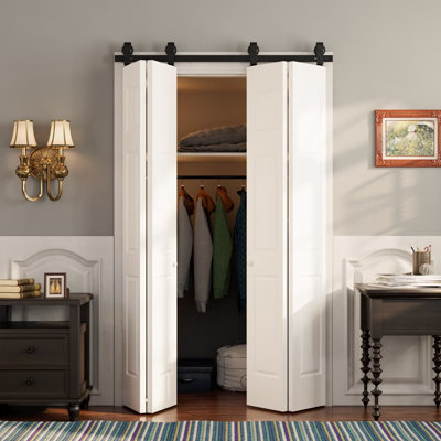 Top Mount Bi-Fold Sliding Double Barn Door Hardware Kit