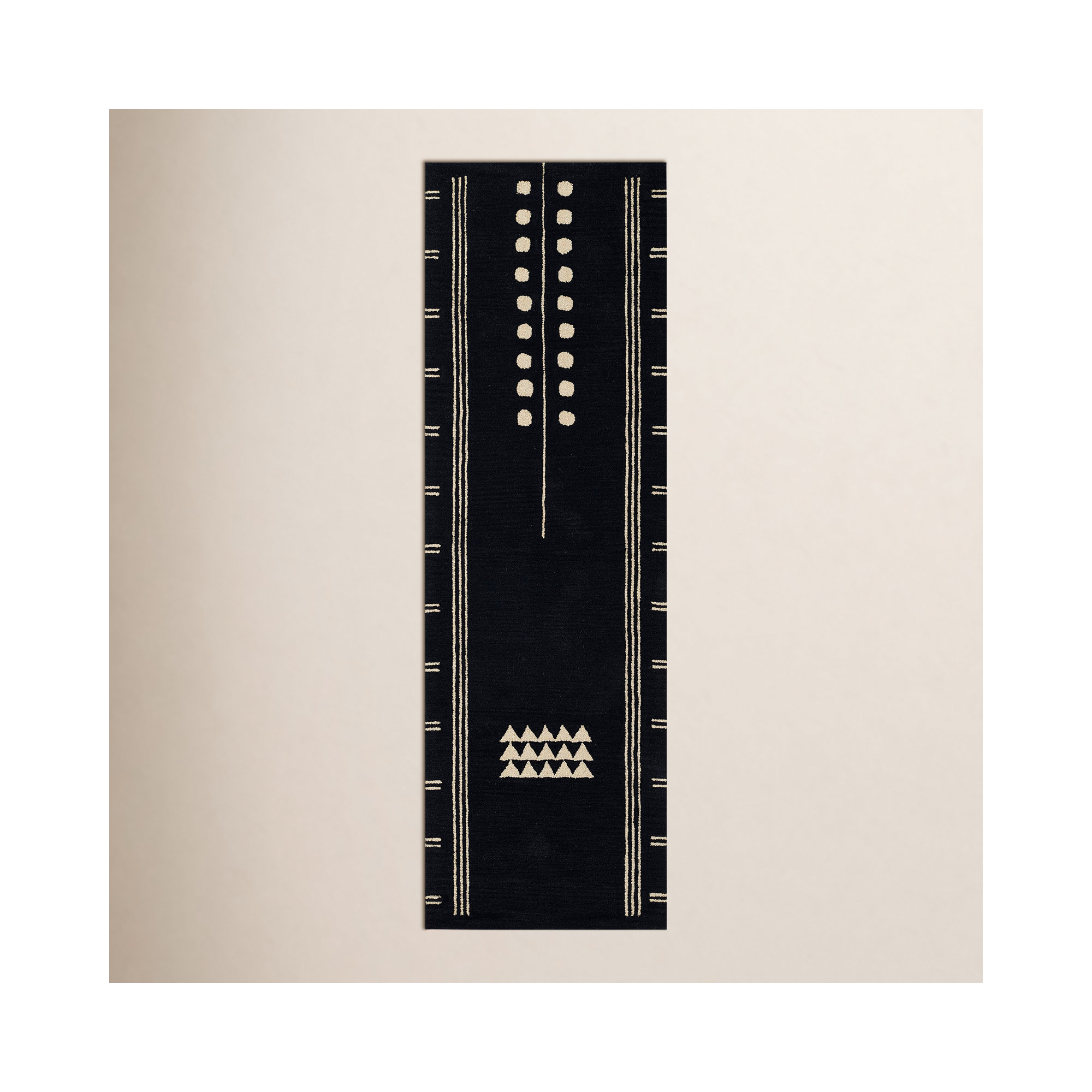 Sameer Hand Tufted Wool Navy/Sand Rug, Runner 2'6" x 8'