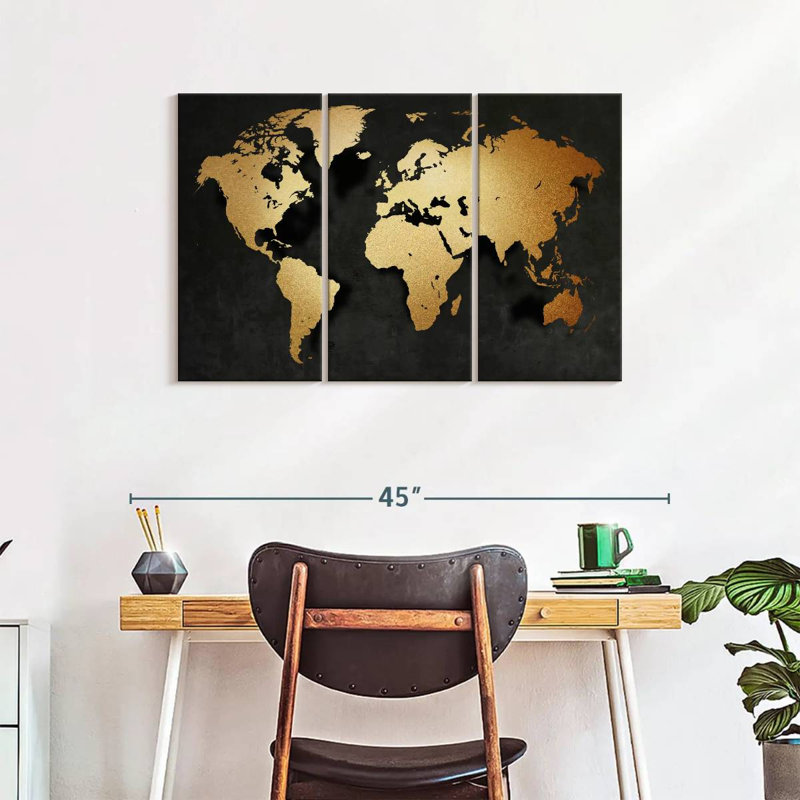 «Gold Map», reproduction sur toile, H 38 po x l 24 po x P 1,25 po