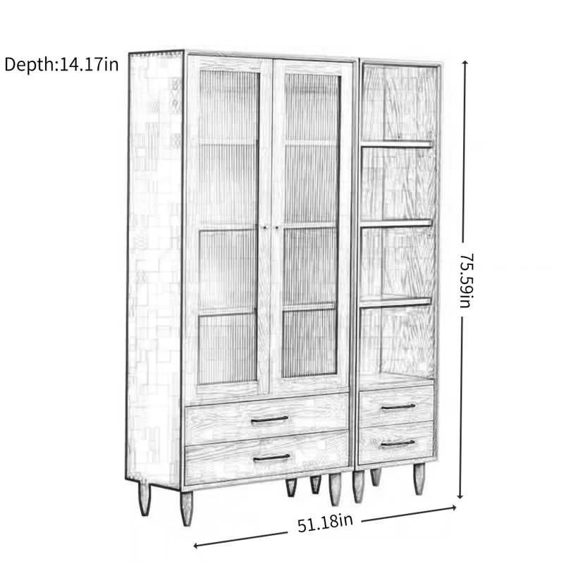 Vitrine en bois massif simple et rétro