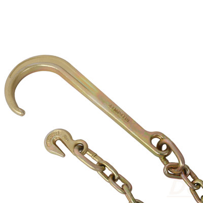 Tow Chain With 15 Inch Forged J Hook And Grab Hook - Grade 70 Chain - 6 Foot - 4,700 Pound Safe Working Load