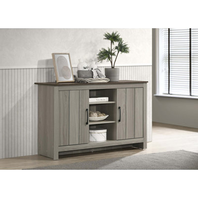 Élégante console avec rangement caché et gestion des câbles