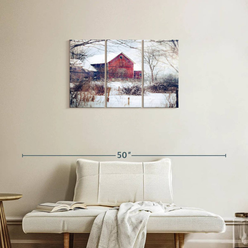 Lilie White Winter Barn, 20" H x 33" W