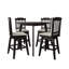 Ensemble de salle à manger à hauteur de comptoir 5 pièces avec chaises pivotantes rembourrées, noir-387443671