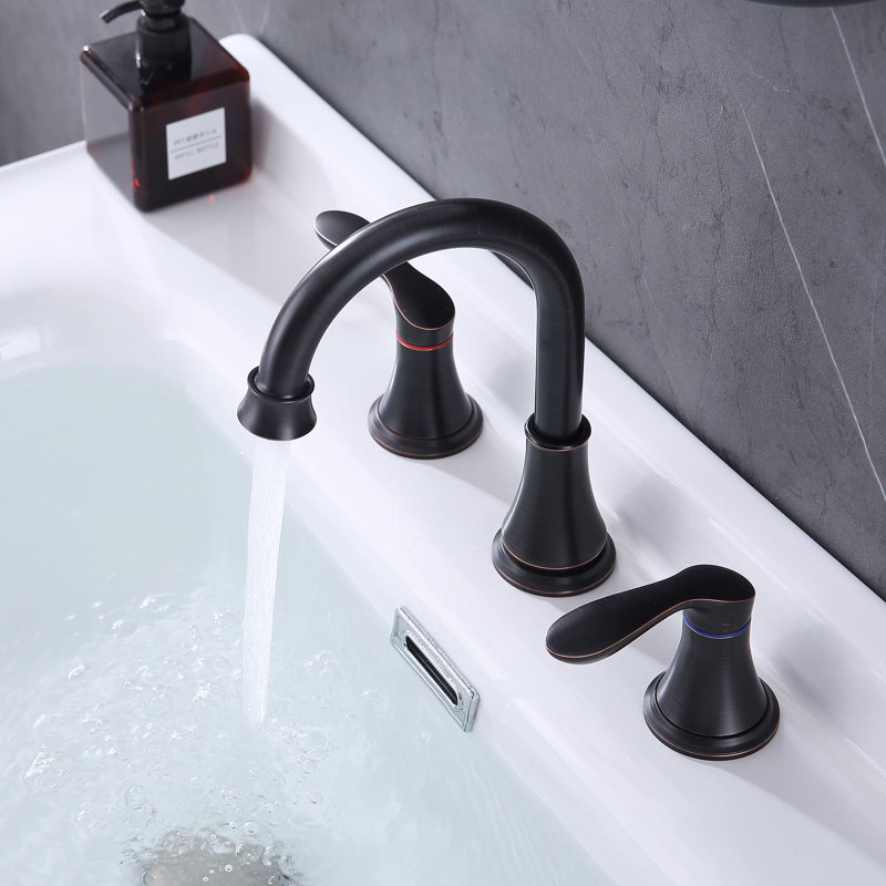Widespread 2-handle Bathroom Faucet with Drain Assembly, Oil Rubbed Bronze