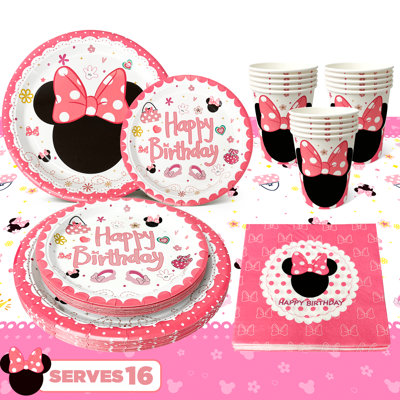 Minnie Mouse Birthday Party Supplies-65pcs Minnie Party Tableware Set