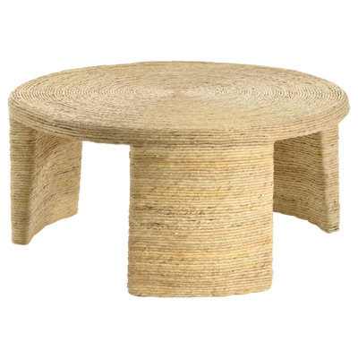 Mize Natural Woven Rattan Round Coffee Table
