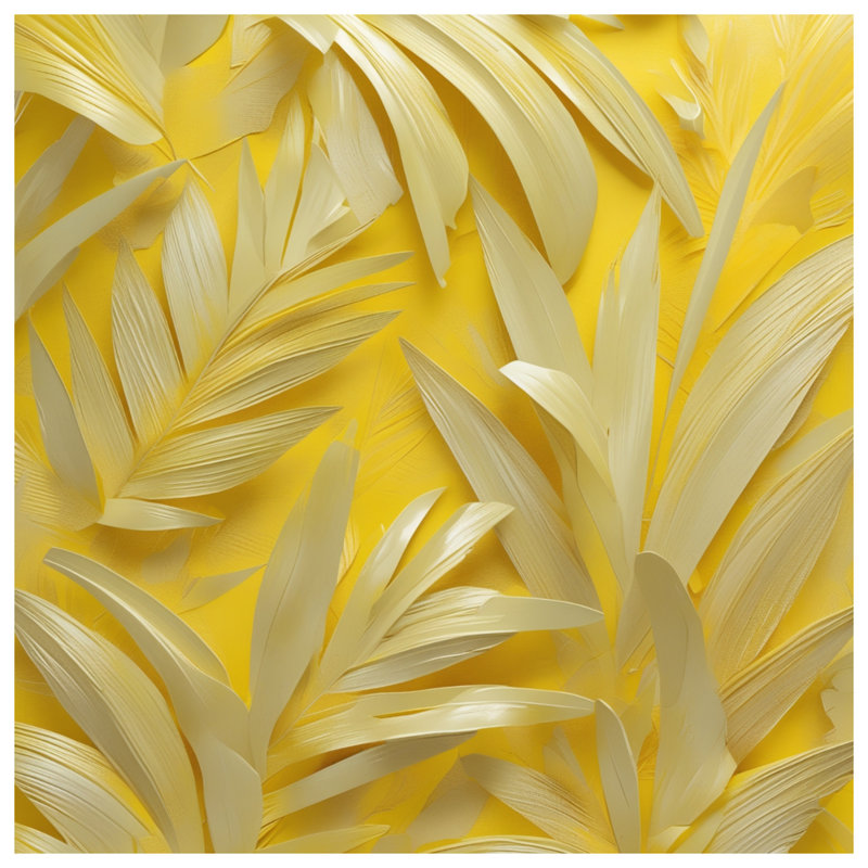 Rideau de douche jaune à feuilles de palmier très long, L 70 po x H 84 po