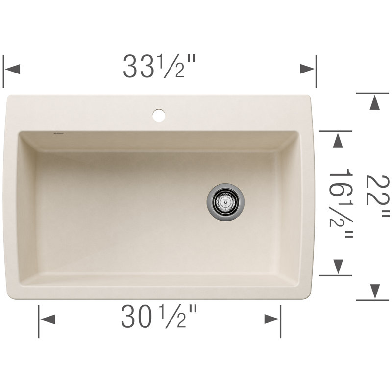 Évier de cuisine encastré simple 33 "Diamond SILGRANIT - blanc doux Diamond, Blanc doux