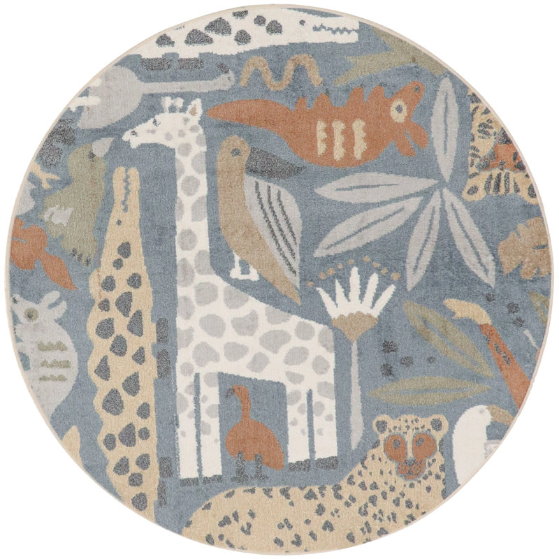 Tapis multicolore lavable à la machine Maycon, Rond 4 pi