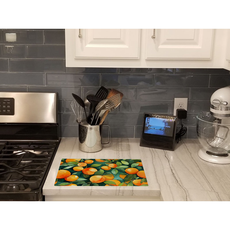 Florida Orange Blossom in Watercolor Glass Cutting Board Large