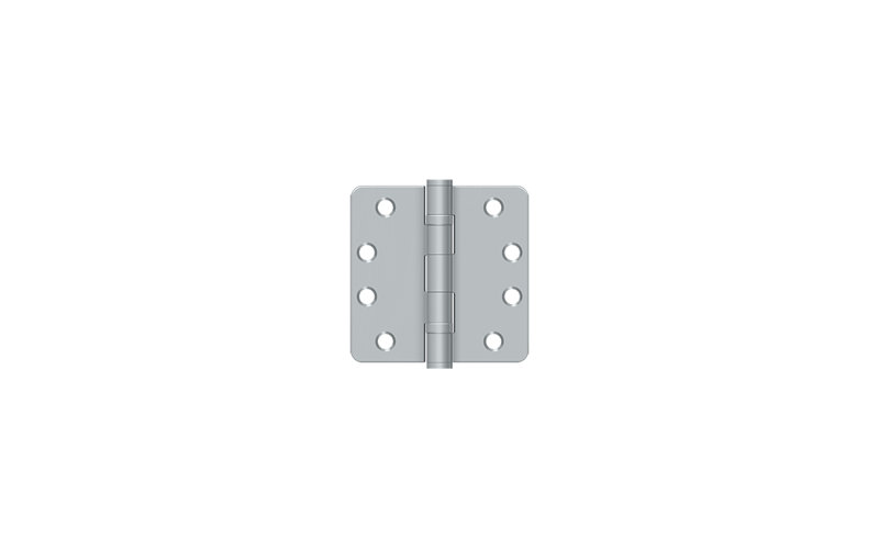 Deltana S44R4HDB5 4" x 4" x 1/4" Radius Hinge, HD, Ball Bearings in Antique Brass Pair, Brushed Chrome