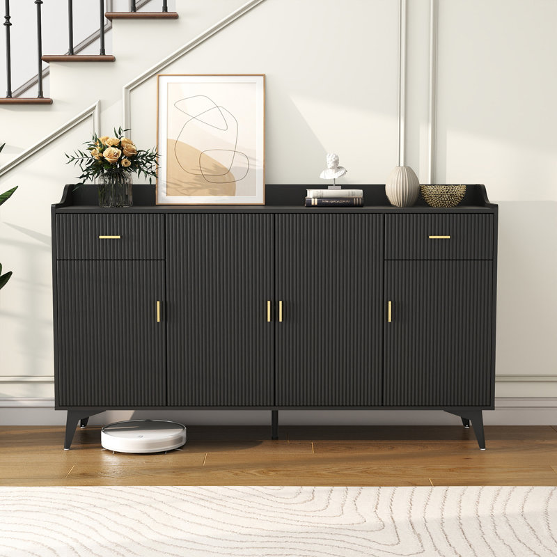 63" Modern Sideboard Buffet, Credenza Storage Cabinets, Adjustable Shelves Buffet Cabinet 