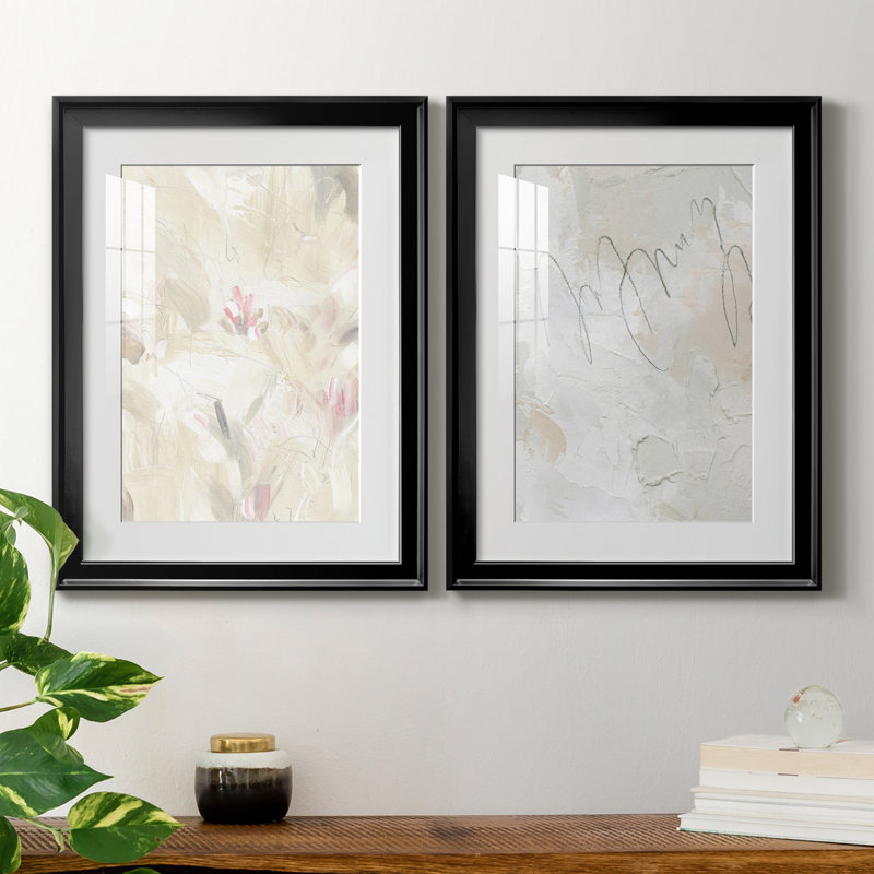 «Soft Abstraction II», ensemble de 2 impressions encadrées, Cadre noir, H 42,5 po x l 30,5 po x P 1,25 po