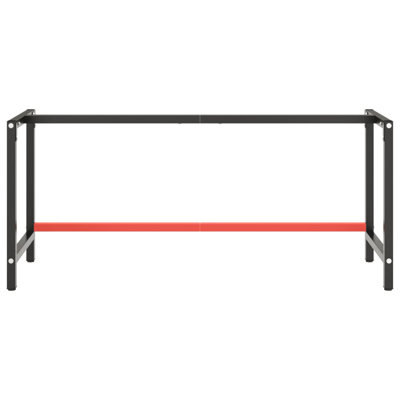 VidaXL Work Bench Frame Matte Black and Matte Red 70.9" x 22.4" x 31.1" Metal