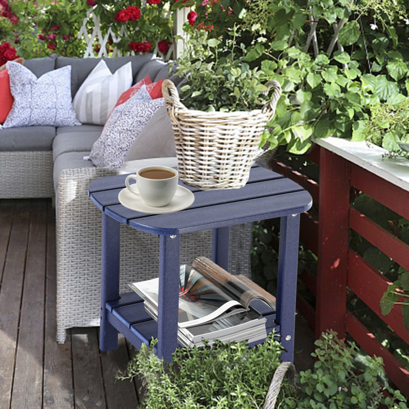 Navy Blue Resin Outdoor Adirondack Side Table