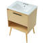 Lavabo de salle de bain 24 po - Lavabo de meuble-lavabo à tiroirs en bois massif naturel et céramique avec allure naturelle