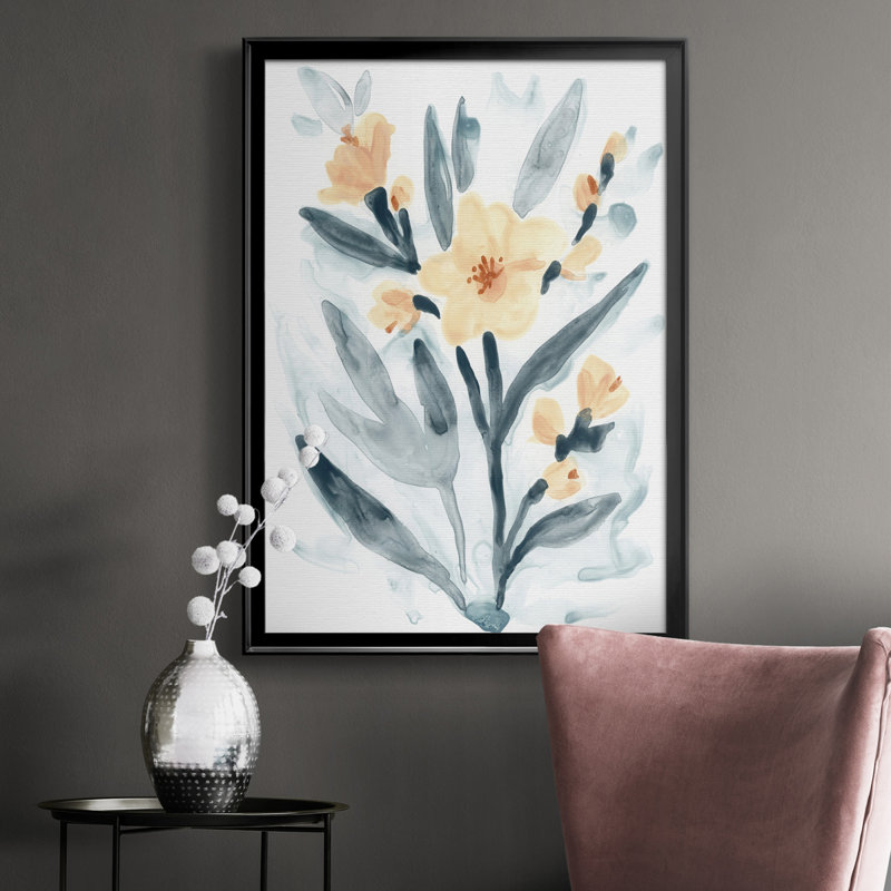 Toile encadrée de qualité supérieure Indigo & Blush Bouquet II - prête à être accrochée, H 36,5 po x l 26,5 po x P 1 po, Noir