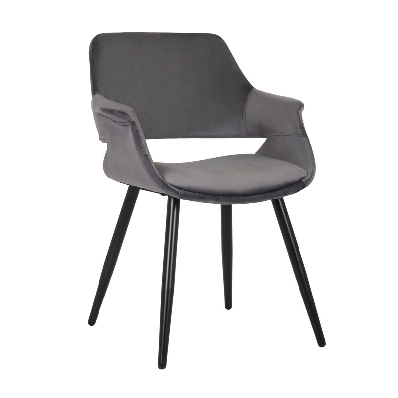 Shelton Velvet Dining Chair with Metal Legs, Dark Gray