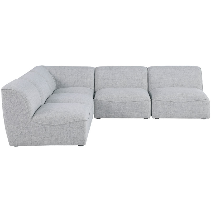 Canapé modulaire réversible Calixtro, Tissu gris texturé en lin