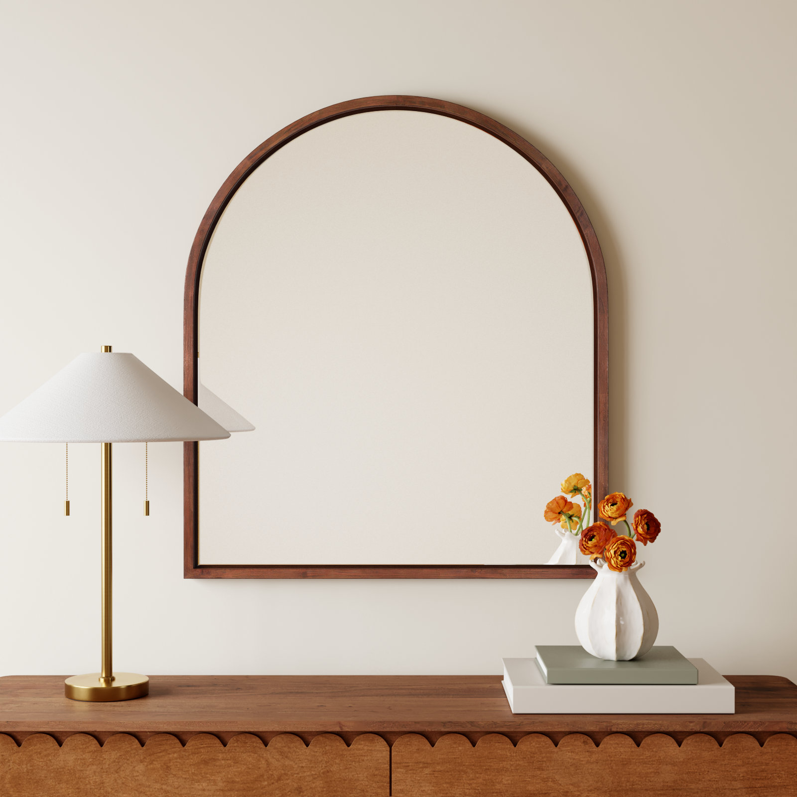 Glover Wood Arch Mirror, Walnut Brown