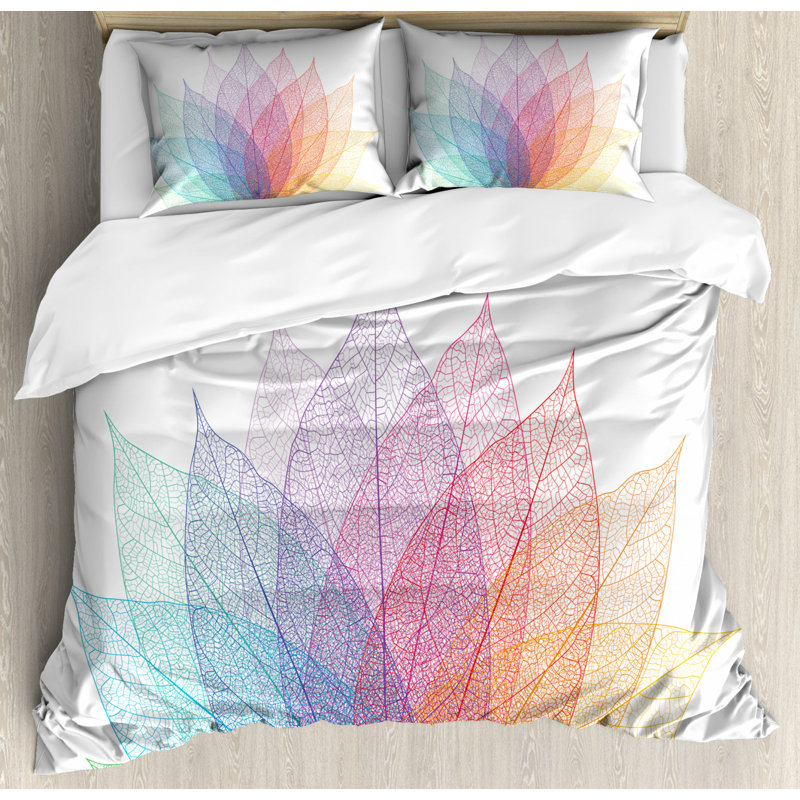 Modern & Contemporary Polyester Floral Duvet Cover, Queen Duvet Cover + 2 Shams