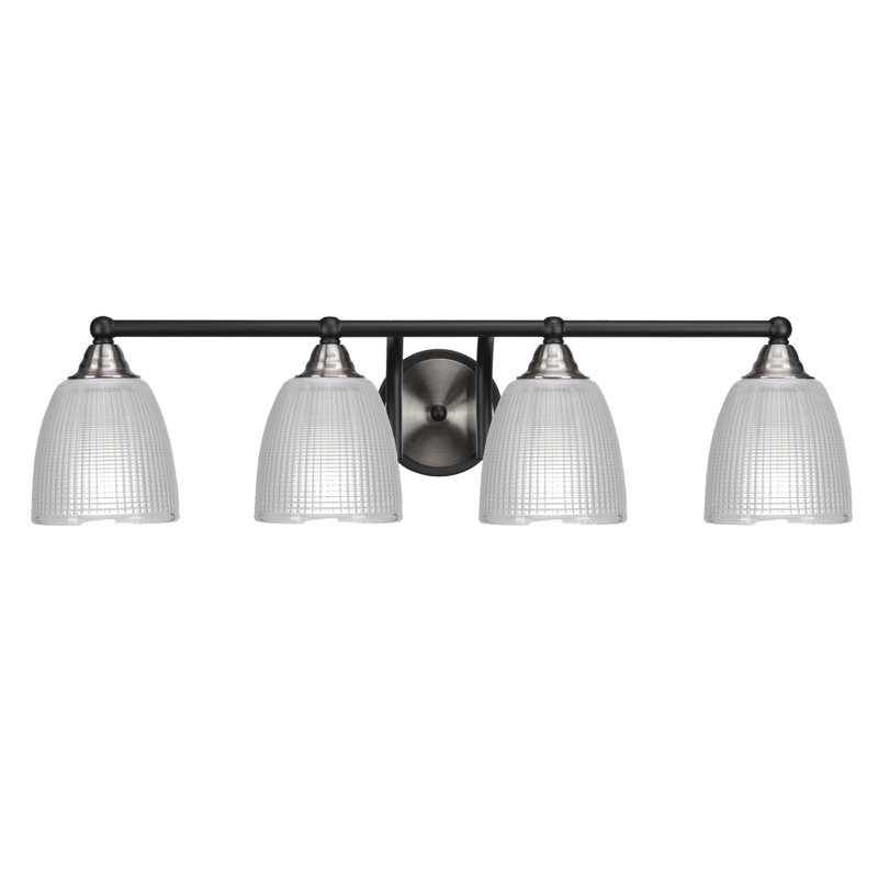 Barre d'éclairage de salle de bain 4 lumières Michell, Noir mat / nickel brossé