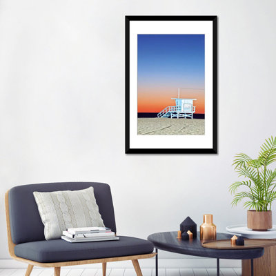 «Lifeguard Hut At Twilight, Santa Monica Beach, Santa Monica, California, USA» par Rob Tilley - Impression sur toile tendue avec châssis