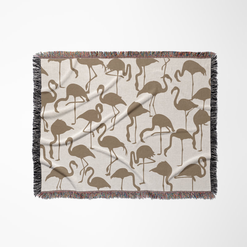 Jeté en mélange de coton Vixo Flamingo, Beige / Blanc cassé, L 60 po x l 50 po