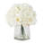 Floral Arrangement with Vase - Realistic Accent with 10 Hydrangeas and 11 Roses in Clear Glass Container with Faux Water