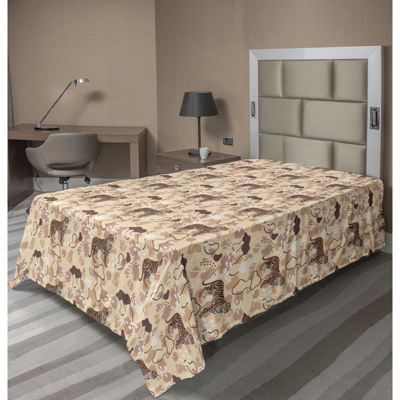 Caricature de dessus de chat Ambesonne, Drap plat pour lit simple
