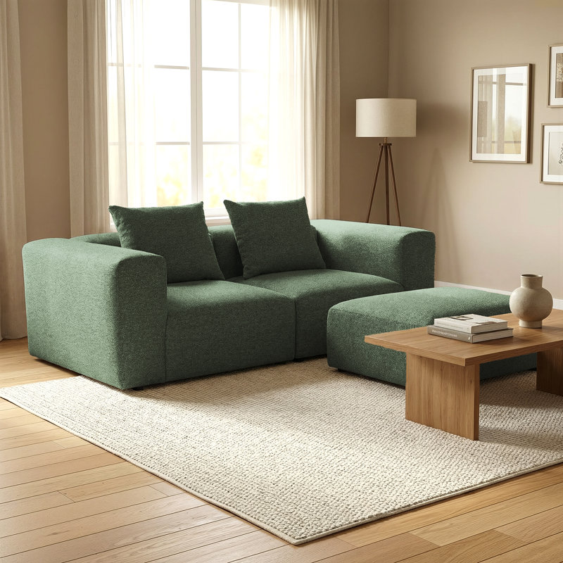 3 Seater Sofa & Chaise, Dark Green