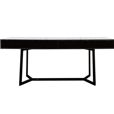 Bureau de travail noir de 69,88 po avec pieds en forme de Y, surface lisse pour écrire, convenant à tout bureau de jeu moderne en métal, largeur de 24,25 po