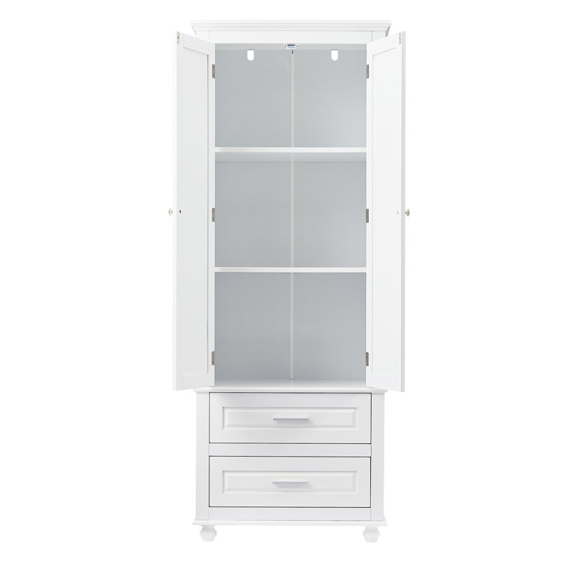 Armoire de rangement autoportante blanche 62,5 po à 3 tiroirs pour salle de bain / bureau
