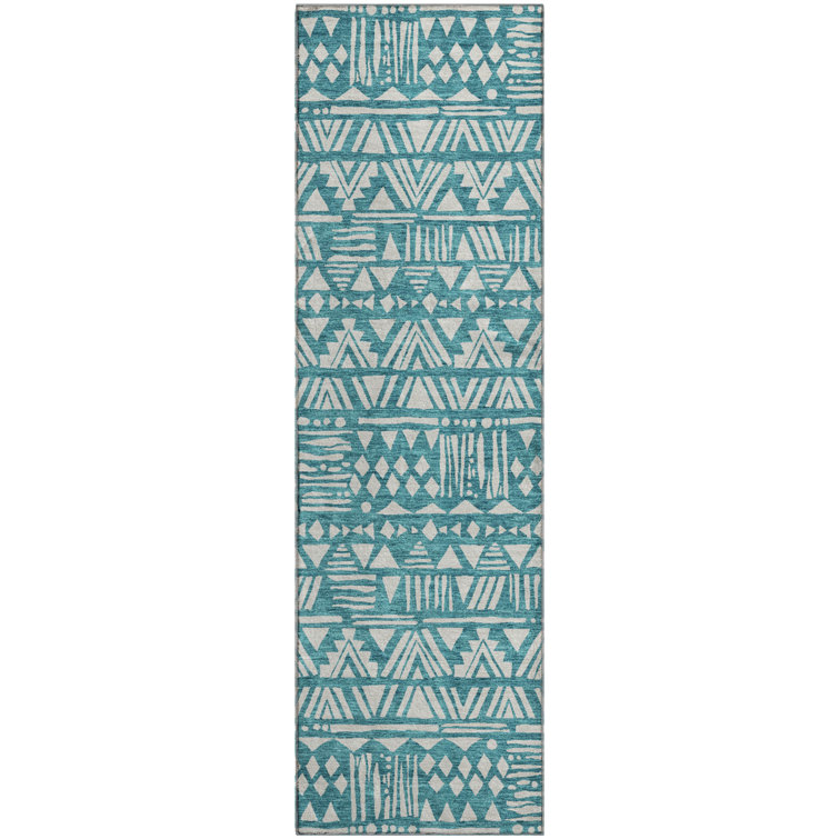 Premium Machine Washable Prisco Teal Rug