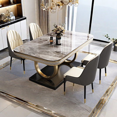 Ensemble de table de salle à manger rectangulaire de luxe de style italien