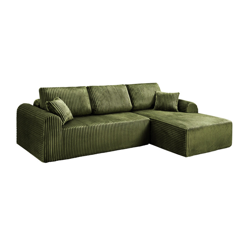 Canapé modulaire 109 po avec méridienne en L 109 po. Canapé modulaire minimaliste moderne., Green, Right Hand Facing