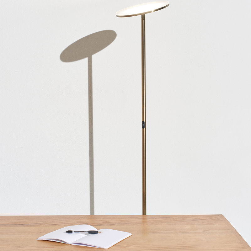 Brass Adjustable LED Torchiere Floor Lamp with 3-Way Switch