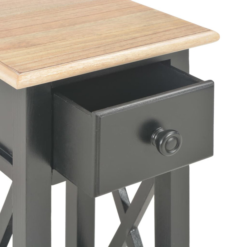 Spielman Glass End Table with Storage, Black, Brown