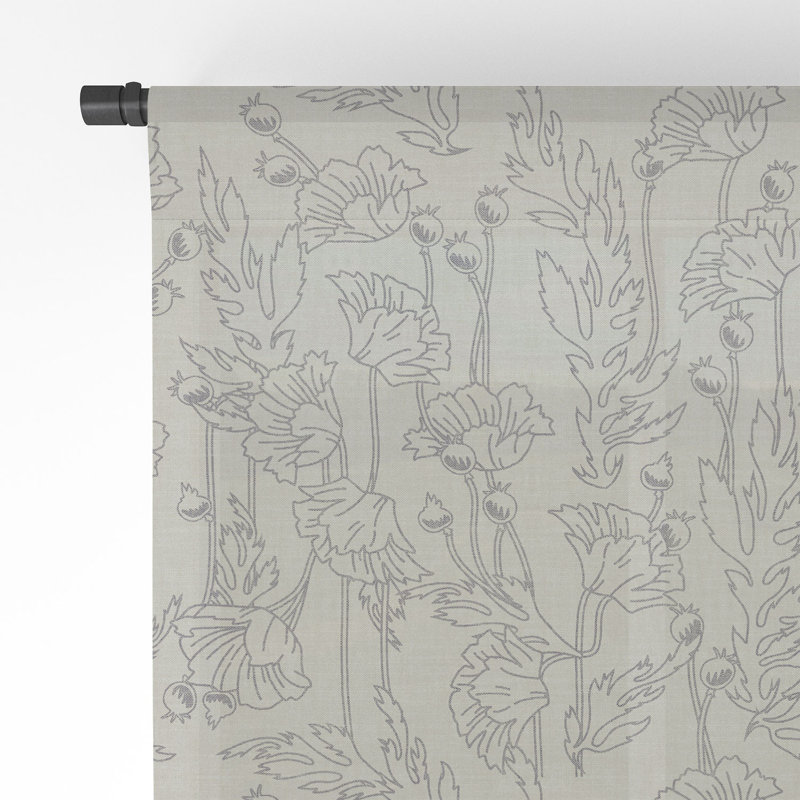 Panneau de rideau de fenêtre transparent à motif de coquelicot 1pc Reyhana Holli Zollinger, 50 po x 84 po