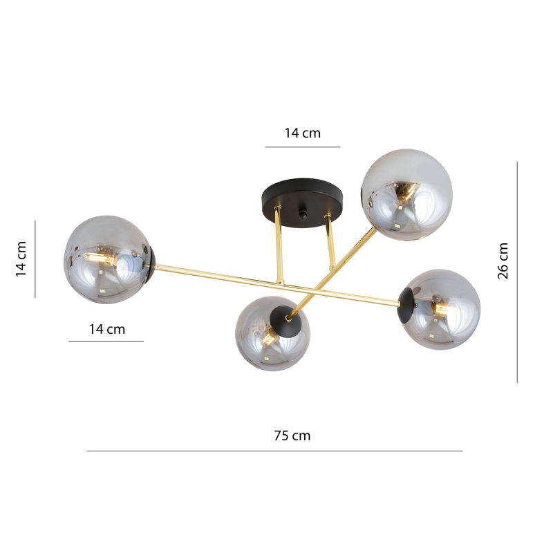 Wisby 4 - Light Dome Chandelier, Black, Grey