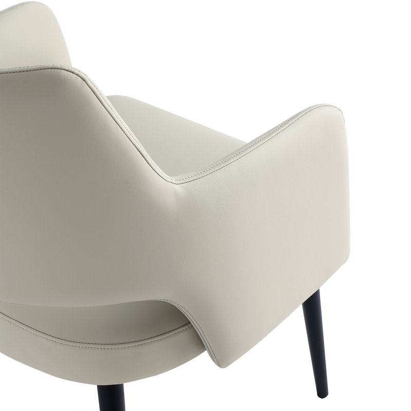 Hickson Leatherette Dining Arm Chair with Metal Legs in Stone, Stone, 2