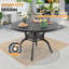 Ensemble de salle à manger de patio rond avec 6 chaises pivotantes, coussin doux rouge, mobilier de jardin pour la cour arrière-293024589