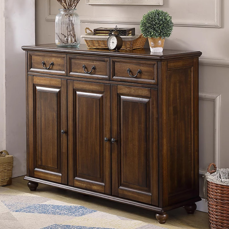 Black Walnut Color Solid Wood Shoe Storage Bench