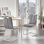 Chaise d'appoint de salle à manger en tissu gris et finition en acier inoxydable brossé - ensemble de 2