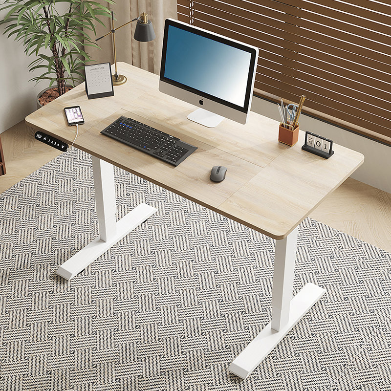 Electric Standing Desk Height Adjustable Desk For Home And Office Computer Table Gaming Desk Modern Luxiury Table 47"  Oak Lift-Up Desk