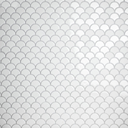 Expressions Scallop White 11-1/4" x 12" Glass Mosaic Floor and Wall Tile