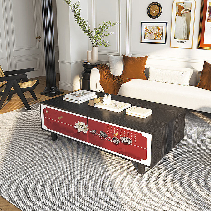 Table basse à motif rétro français, Noir, noir, noir, noir