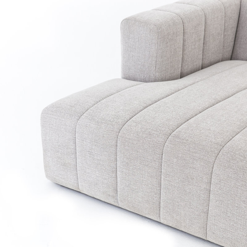 Langham Modular Chaise Sectional, Right Hand Facing, Light Gray Napa Sandstone Polyester, Black