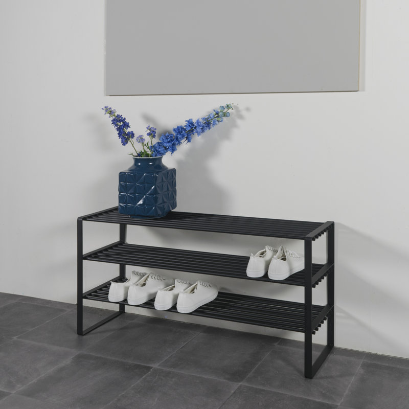 Rex 12 Pair Shoe Rack, Black